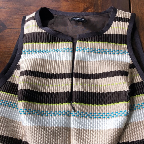 Worth Collection Zip Front Striped Top Size 10 - Picture 6 of 16